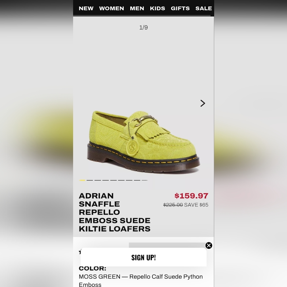 Women's Dr. Martens Adrien Riffle Loafers•Moss Green•US L 8•New w/o Box